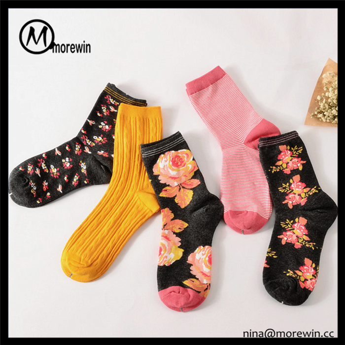 Morewin Women Flower Tube Socks