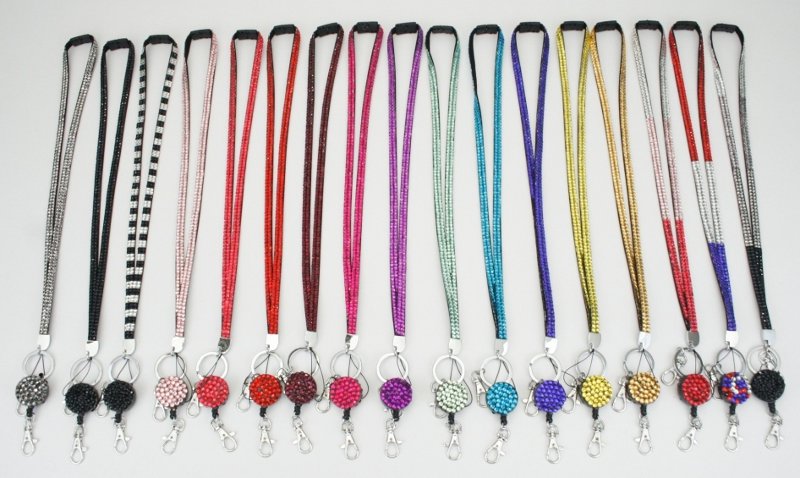Rhinestone Lanyards with Badge Reel 