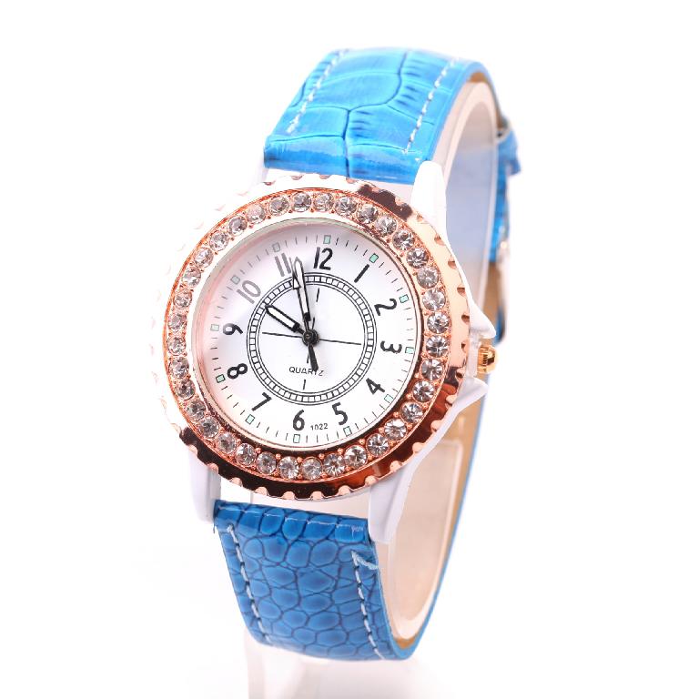 Leather Rhinestones Quartz Watch For Lady