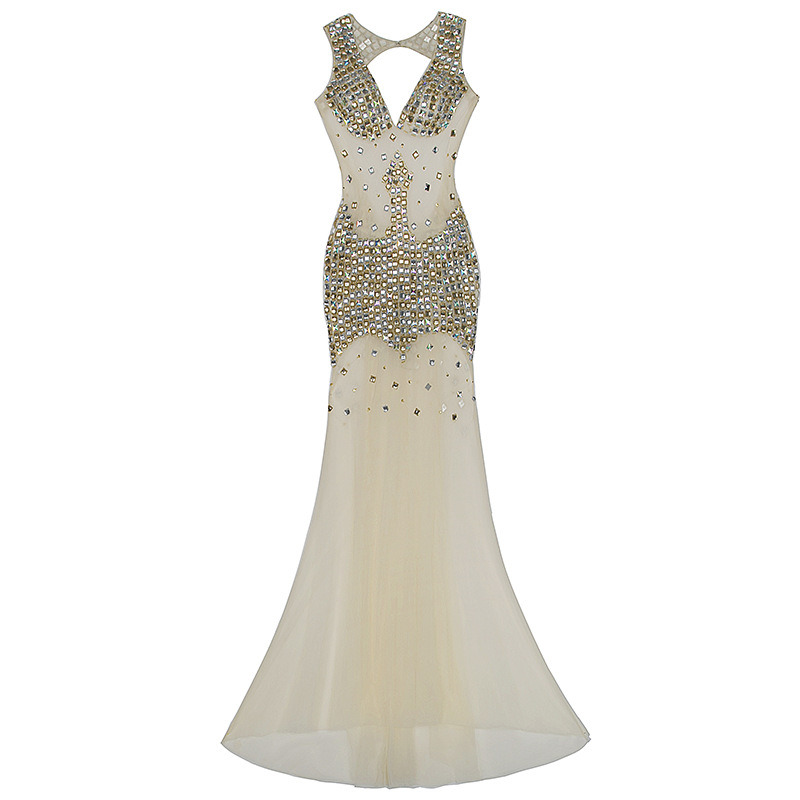 Luxury Sexy Diamante Dress Natural Silk Night Clubwear