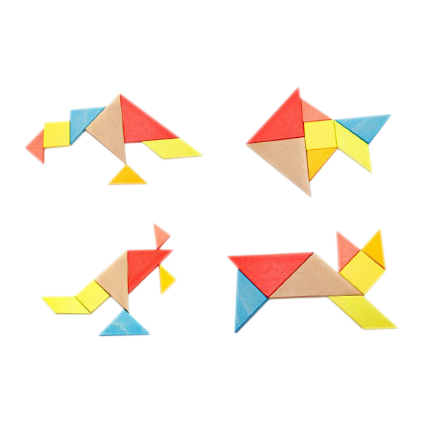 Educational Toy Beech Wood Tangram Game 7 Pieces Wood Jigsaw Educational Toy Beech Wood Tangram Game 7 Pieces Wood Jigsaw