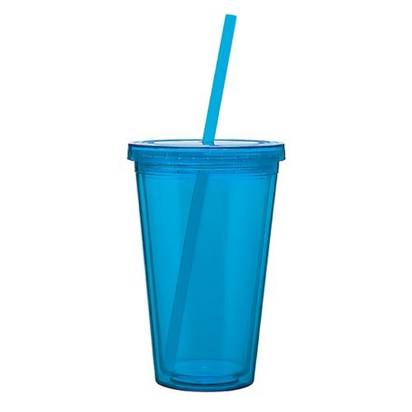 16oz Double Wall Acrylic Tumbler With Straw