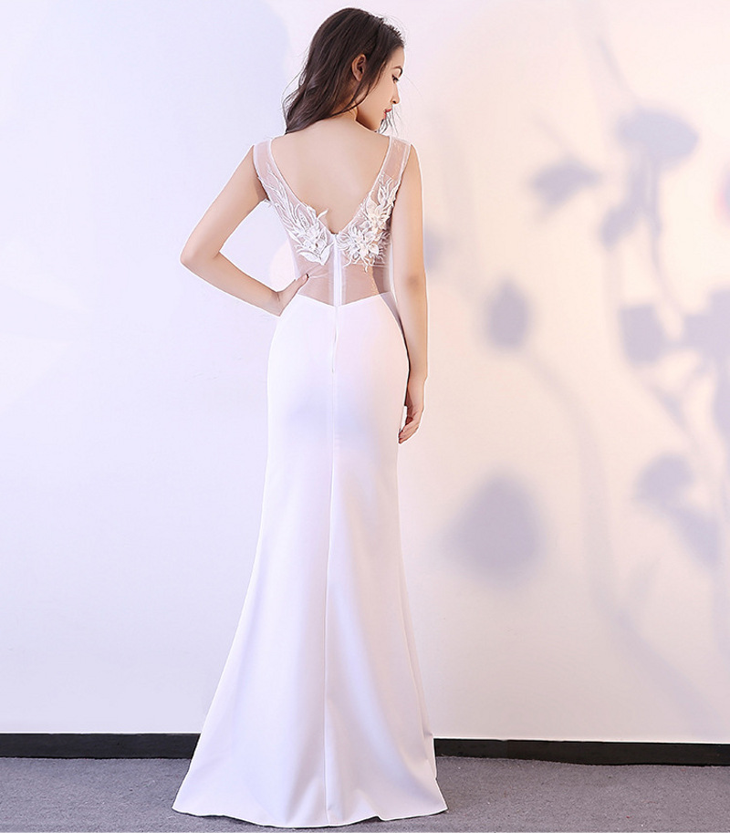 Sexy See Through Long Mermaid Girl Dress Real Silk 3D Floral Decoration