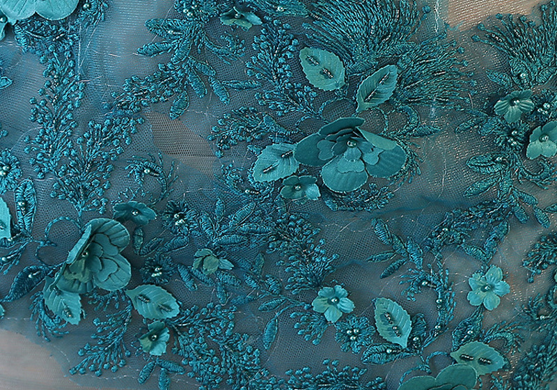 Sexy See Through Long Model Dress Real Silk Floral Embroidered Lace