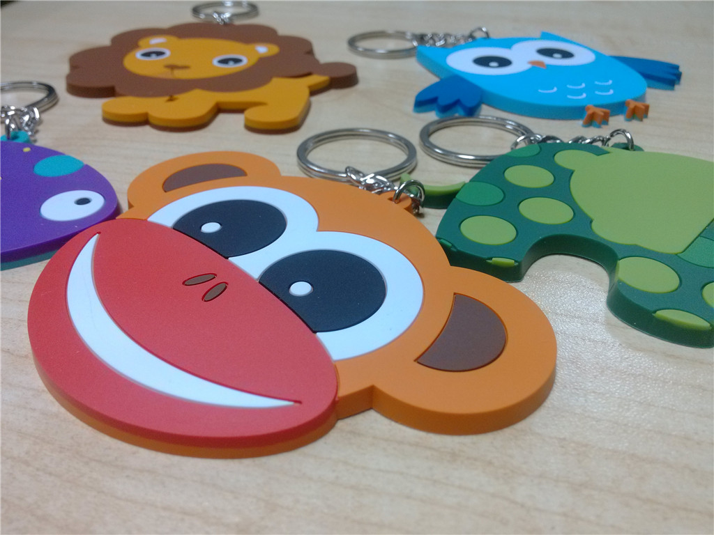 Animal-shape PVC Keyrings(lion, Fish, Elephant, Monkey And Owl)