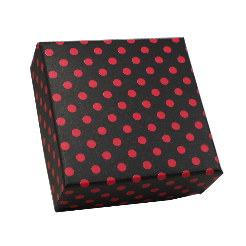 Red Spots Jewelry Packaging Box With Black Velvet Pad Insert 