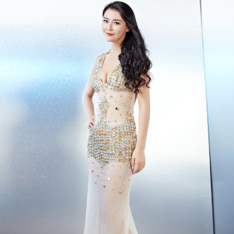 Luxury Sexy Diamante Dress Natural Silk Night Clubwear