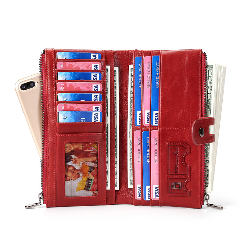 Genuine Cowhide Leather Wallet For Women, RFID Blocking