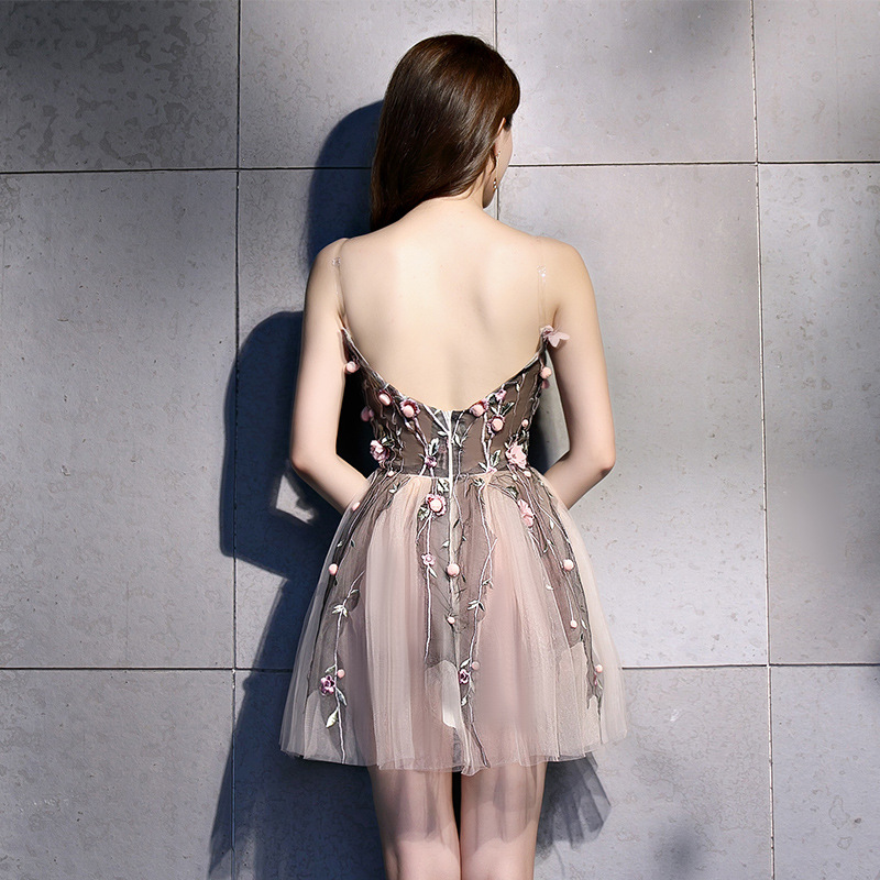 See Through Dress Sheer Mesh Mini Backless A-Line Off-Shoulder