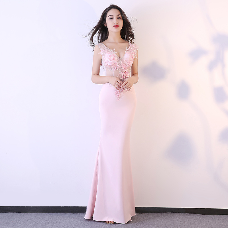 Sexy Party Evening Long Dress Real Silk Embroidered Floral Lace