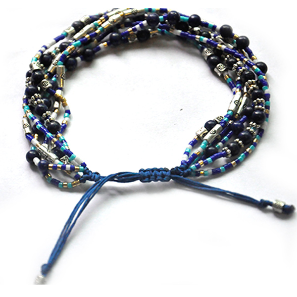 Adjustable Braided Beaded Wrap Wristband