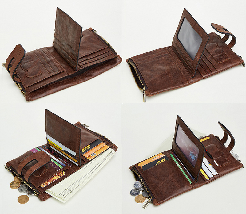 Slim Vertical Bifold Genuine Leather RFID Wallet