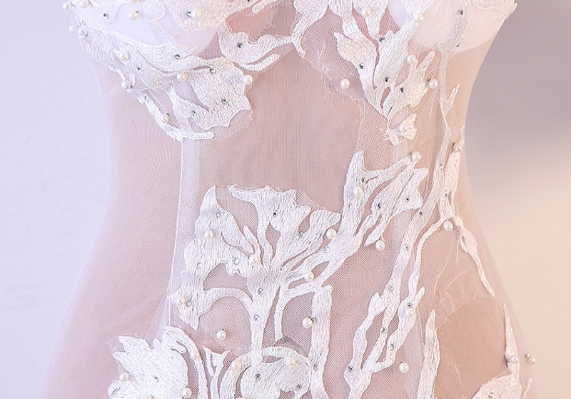 Sexy See Through Maxi Model Dress Silk Beads Embroidered Lace