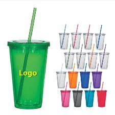 16oz Double Wall Acrylic Tumbler With Straw wholesale, custom printed logo