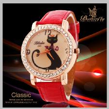 Plaid Leather Strap Metallic Style Watch wholesale, custom logo printed