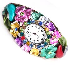 Stylish Flower Rhinestone Bangle Watch For Women wholesale, custom printed logo