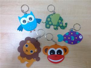 Animal-shape PVC Keyrings(lion, fish, elephant, monkey and owl) wholesale, custom logo printed