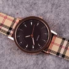 Plaid Leather Strap Metallic Style Watch wholesale, custom logo printed