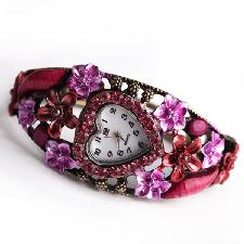 Stylish Flower Rhinestone Bangle Heart Watch For Ladies wholesale, custom logo printed