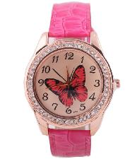 Leather Strap Butterfly Rhinestone Lady's Watch wholesale, custom printed logo