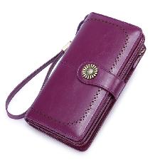 RFID-blocking Clutch Wallet for Women, Genuine Cow Leather  wholesale, custom printed logo