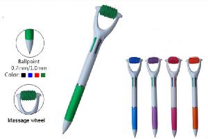 6 13/16" Ã— 7/16" 4 Colors Ball-point Pen with Massage Wheel wholesale, custom printed logo