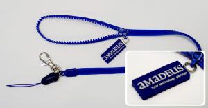 zipper lanyard with a custom PVC logo pull wholesale, custom logo printed