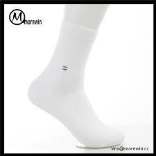 Morewin custom brand embroidery logo soild color bamboo business socks  wholesale, custom printed logo