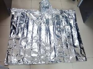 Emergency Disposable Silver Foil Poncho wholesale, custom printed logo