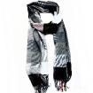 Grid Printing Scarf With Fringe