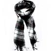 Grid Printing Scarf With Fringe