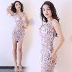 Transparent Sexy Women Mini Dress Real Silk Floral Lace