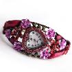 Stylish Flower Rhinestone Bangle Heart Watch For Ladies