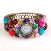 Stylish Flower Rhinestone Bangle Watch For Ladies