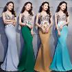 Long Mermaid Evening Dress Real Silk Shining Stones Tassel Open Back