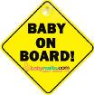 Baby On Board Car Window Sign With Sucker