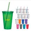 16 Oz. Double Wall Acrylic Tumbler With Straw