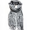 Grid Printing Scarf With Fringe