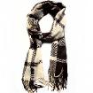 Grid Printing Scarf With Fringe